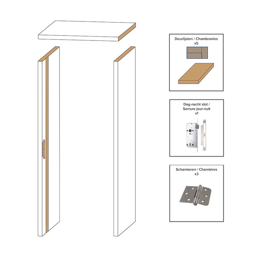 Châssis blanc 201,5x40cm prêt à poser