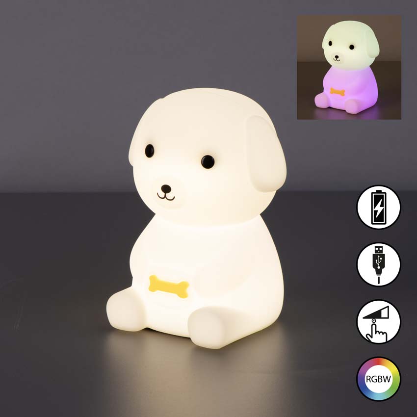 Tafellamp Puppy - Wit - 9x10x13,5cm - Dimbaar - LED - 1x0,6W