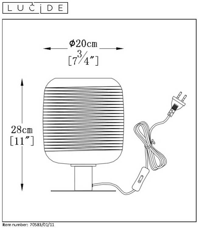 Lucide ERYN - Tafellamp - E27 - Chroom