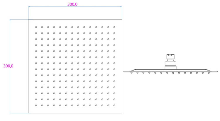 Douchekop Selma vierkant chroom 30x30cm