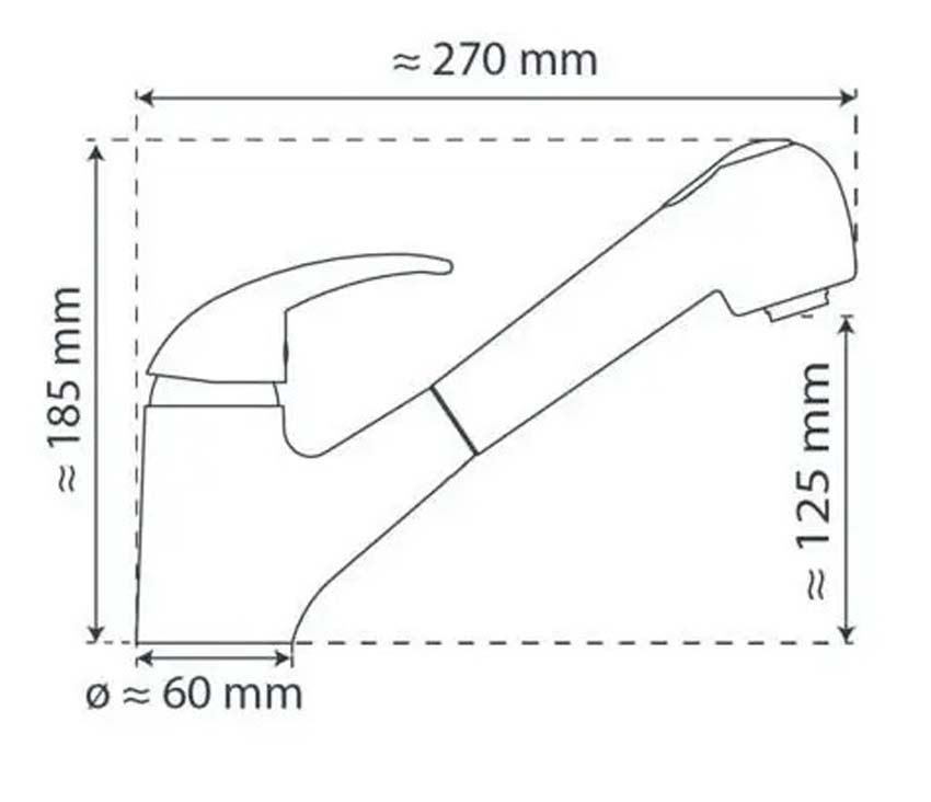 Keukenkraan Aiko chroom met uittrekbare uitloop