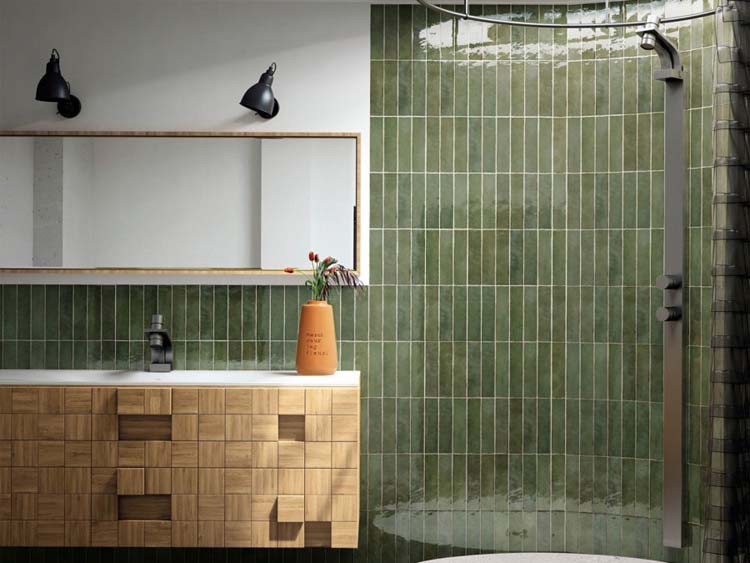 Carrelage mural Beccy vert brillant 6x24,5cm