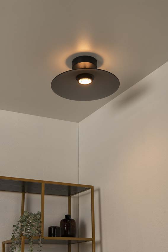 Lucide Premium MENGA - Plafonnière - Ø 40 cm - LED Dimb. - 1x11W 2700K - Fumé