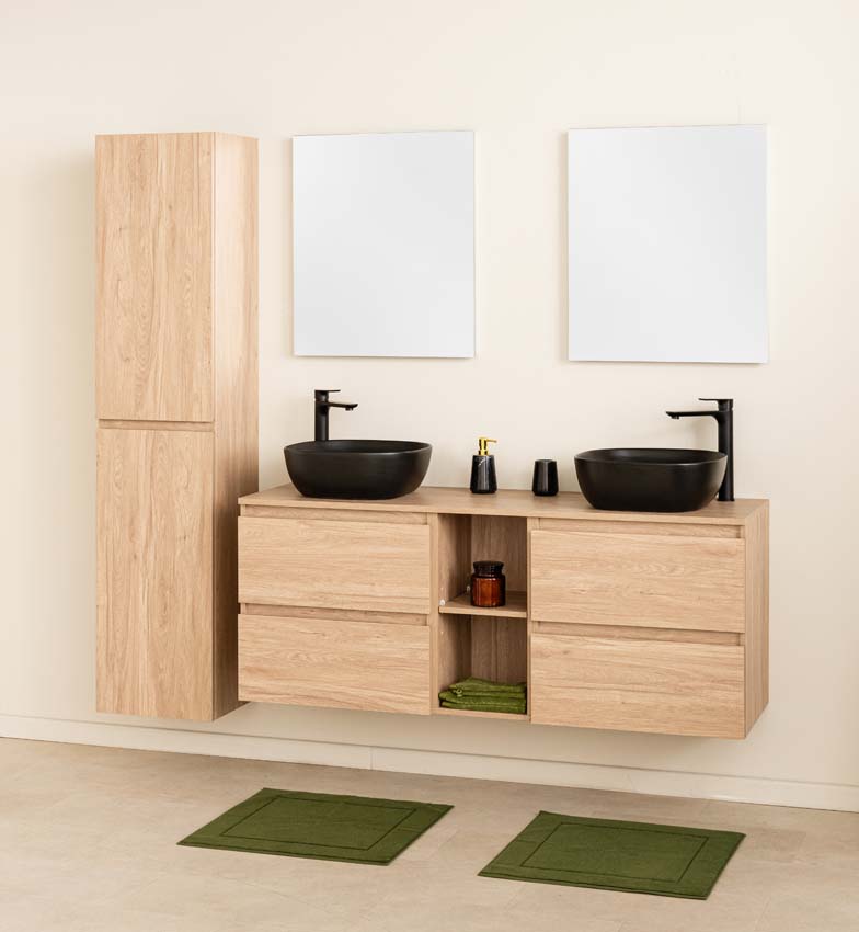Badkamermeubel Bella eiklook 1500 mm dubbele wastafel zwart mat Badkamermeubel Bella eiklook 1500 mm dubbele wastafel zwart mat