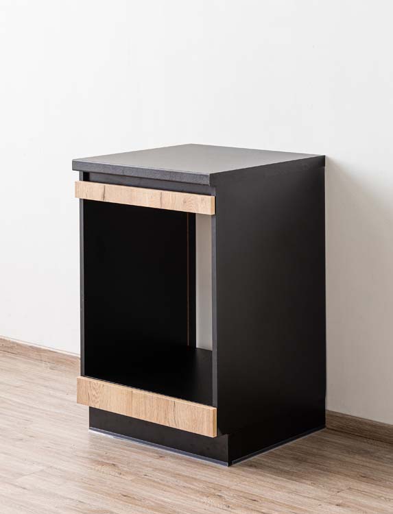 Armoire de cuisine Plenti meuble bas pour four, noir/aspect bois, 60x78cm
