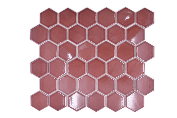 Mosaïque Hexagon bordeaux brillant 32,5x28,1cm