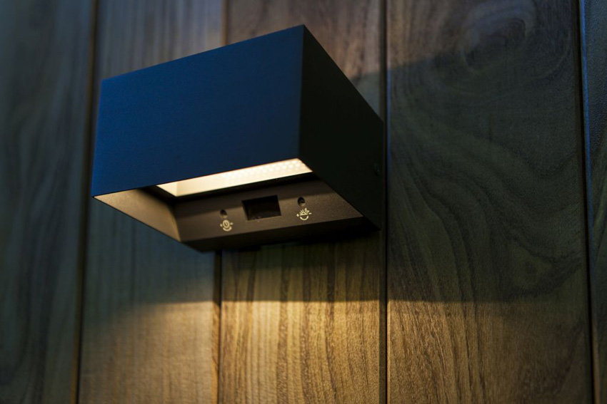 Wandlamp buiten - donkergrijs - 14,6x7,5x9,4cm - LED - 1x10,5W - 4000K - IP54 - bewegingssensor