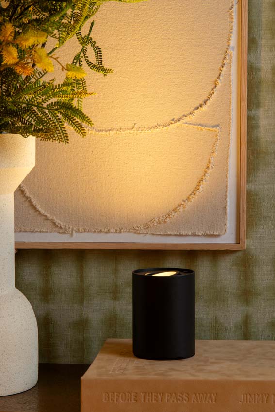 Lampe de table - Ø9,6cm - LED à 3 dimmable - GU10 - 1x5W 2700K - Noir