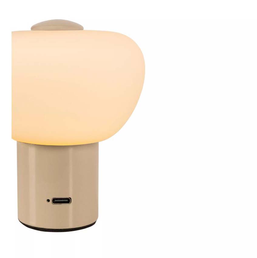Lucide Essential Gustav - Oplaadbare Tafellamp - Accu/Batterij - H9,5cm - LED Dimbaar - 1x0,8W 2700K - Beige