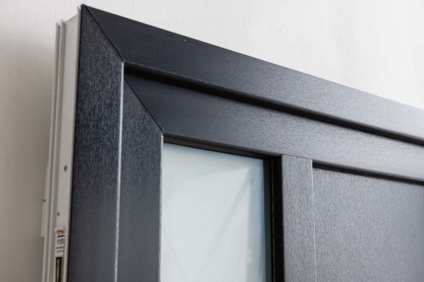 Porte extérieure Lumeo PVC vitrage mat anthracite/blanc 1000x2000mm droite