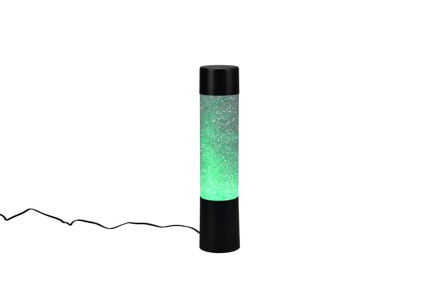 Tafellamp water/glitters - zwart - Ø7,5x34cm - LED - 1x0,9W - RGB
