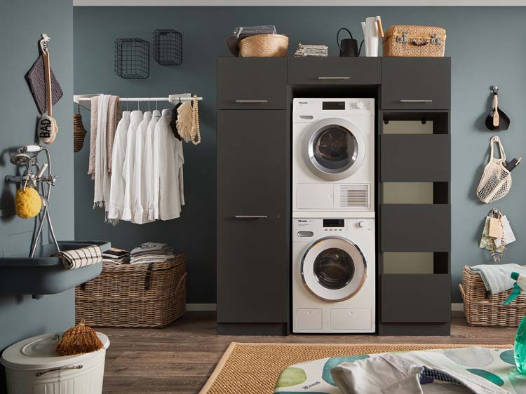 Meuble pour buanderie Decowash set 3 anthracite 167,5x67,5x200cm