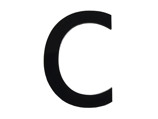 Numéro de maison c en PVC noir 9cm avec bande adhésive