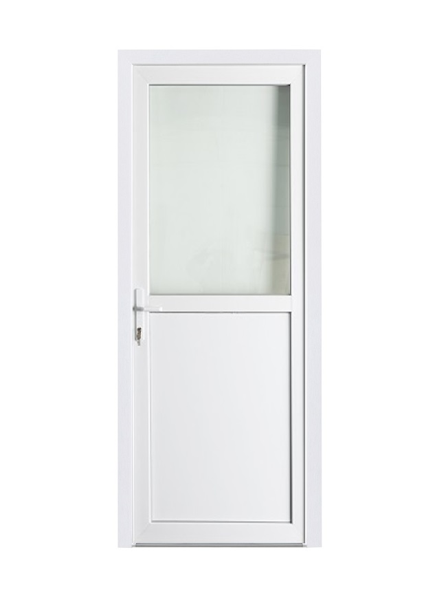 Porte extérieure semi-vitrée PVC verre clair blanc ouvrant à gauche ouvrant vers lextérieur sur mesure
