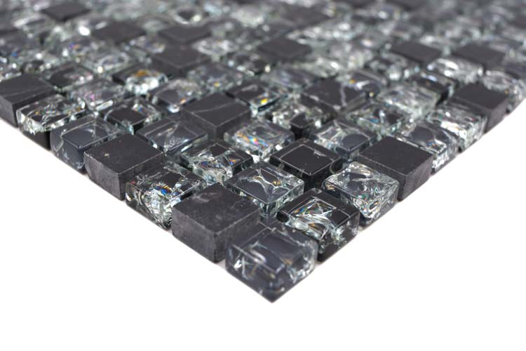 Mozaïek Crystal+ Mix zwart glanzend 30,5x30,5cm