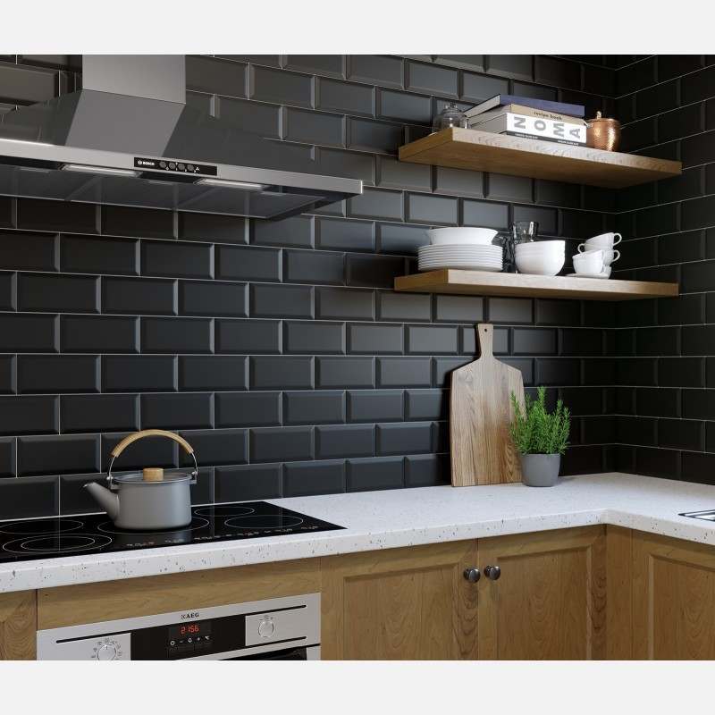 Wandtegel Metro mat zwart 7,5x15cm