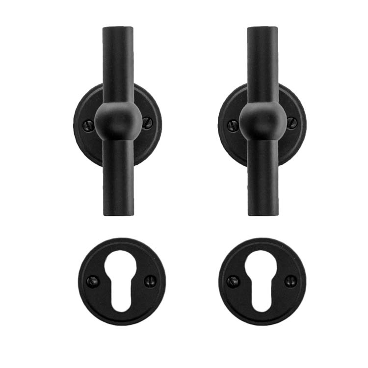 Poignée de porte pro grado T+T noir rosace cylindre