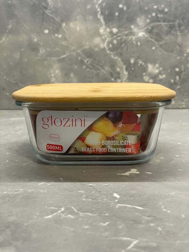 Boîte de stock en verre/bambou transparent 50cl