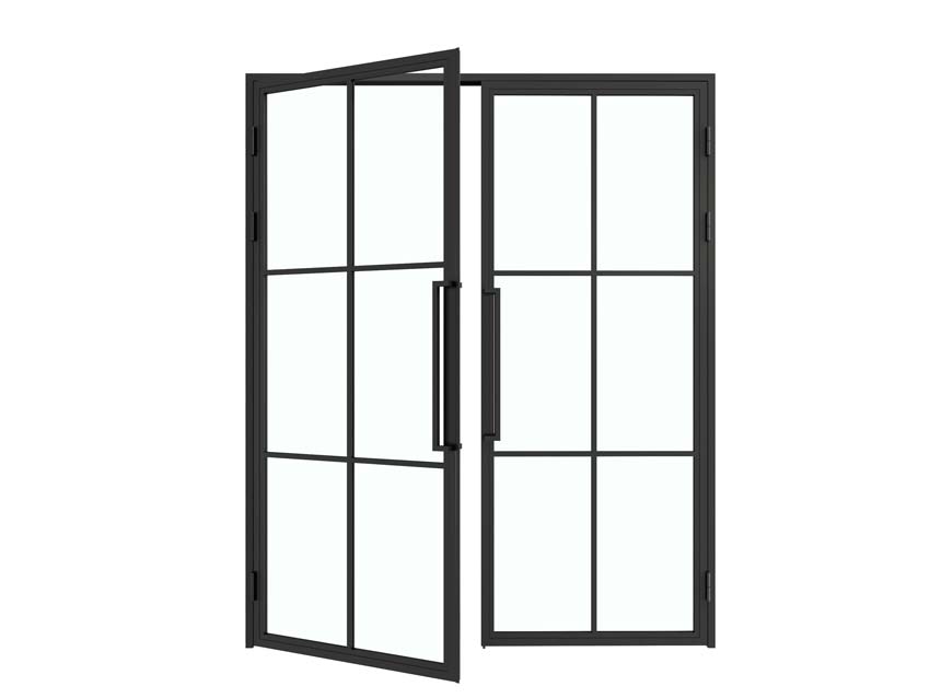 Porte intérieure double en acier Tara 6W 204x176cm droite