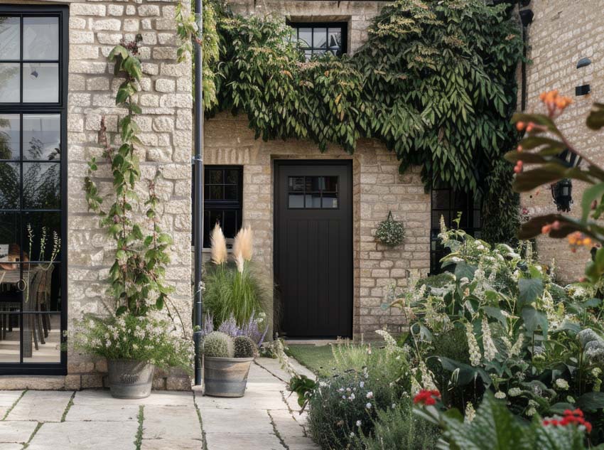 Porte extérieure Alva meranti noir vitrage clair droite sur mesure