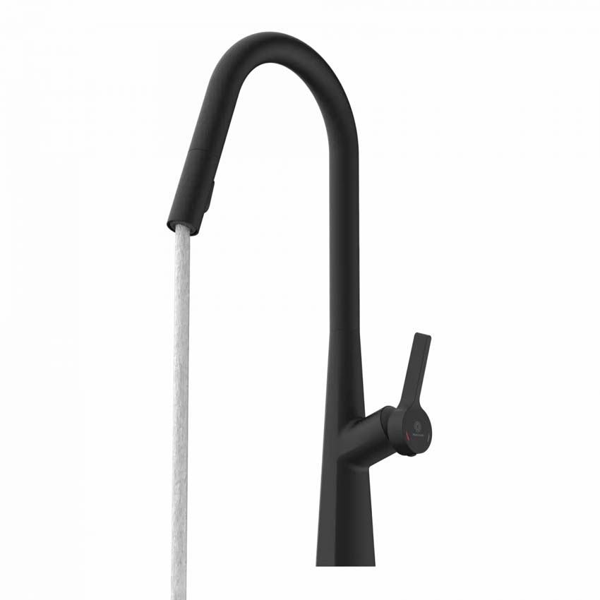 Keukenkraan Wasserwerk WK 9 Curve mat zwart met uittrekbare uitloop