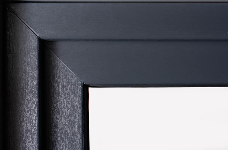 Porte extérieure semi-vitrée PVC verre clair anthracite/blanc 980x2180mm ouvrant à droite
