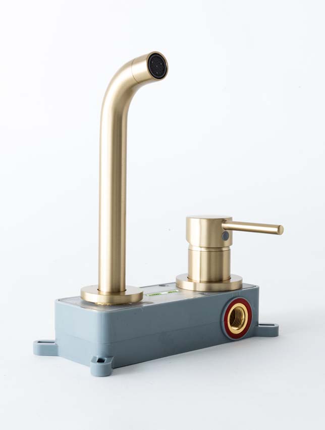 Wastafelkraan Miley slim inbouw brushed gold