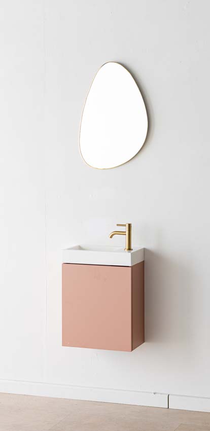 Toiletmeubel Dotan abrikoos wastafel glanzend wit 45x40x22cm