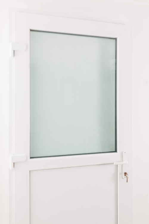 Porte extérieure semi-vitrée PVC triple verre clair blanc 980x2180mm ouvrant à gauche