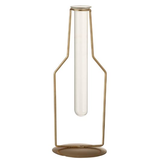 Vaasje tube flesje metaal goud small 26 cm