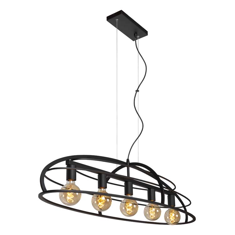 Lucide DIKRA - Hanglamp - 5xE27 - Zwart