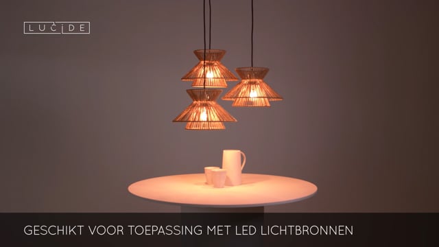 Lucide TASMAN - Hanglamp - 3xE27 - Naturel