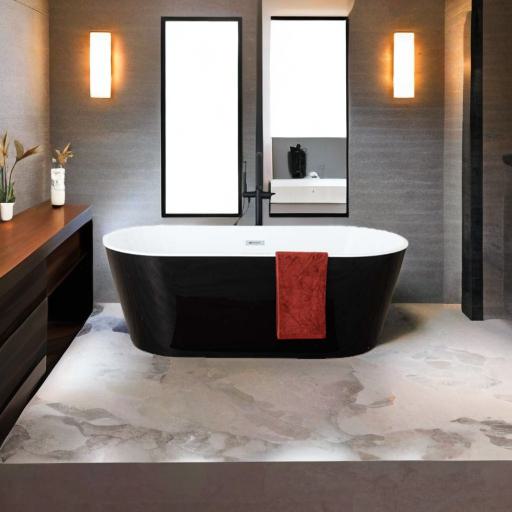 Vrijstaand bad Belle mat zwart/wit 170x80cm