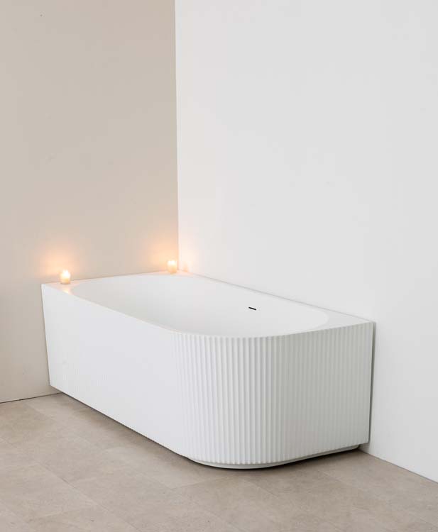 Hoekbad Chris mat wit geribbeld links 170x80cm