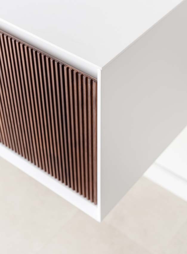 Meuble de salle de bains Falk noyer suspendu avec lavabo simple blanc mat 120cm