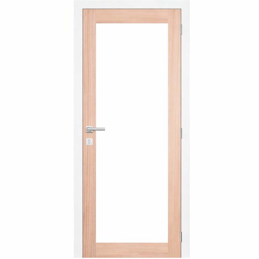 Complete binnendeur Vento mat glas/massief hout 201,5x78cm omkeerbaar + deurkast wit 16,5cm