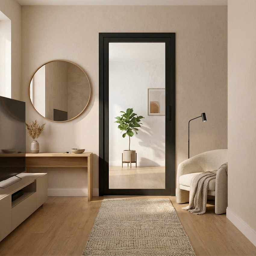 Bloc-porte 83cm steel look feeling black 1R verre clair 201.5cm