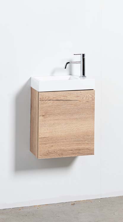Toiletmeubel Domino eik wastafel glanzend wit 45x40x22cm
