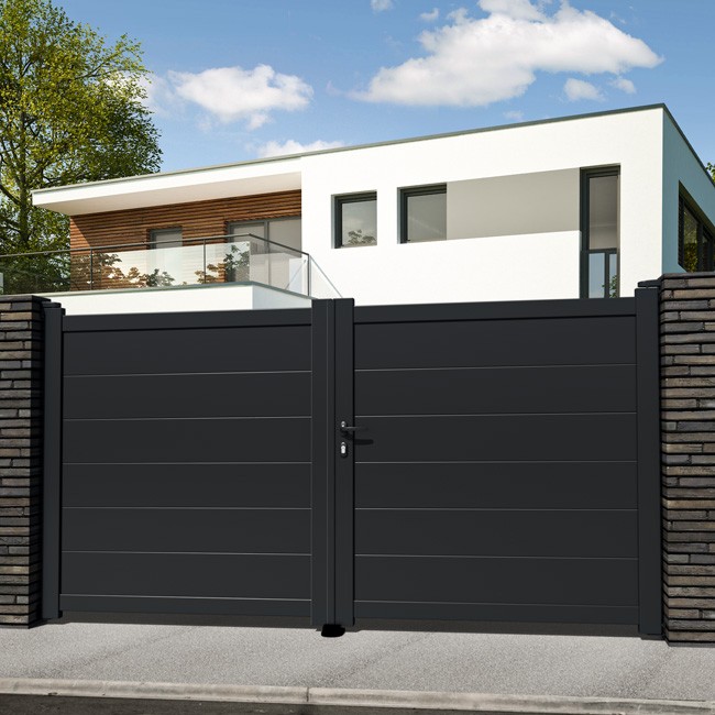 Portail battant double Salamanca aluminium anthracite 300x192cm - fermé, quincaillerie incluse