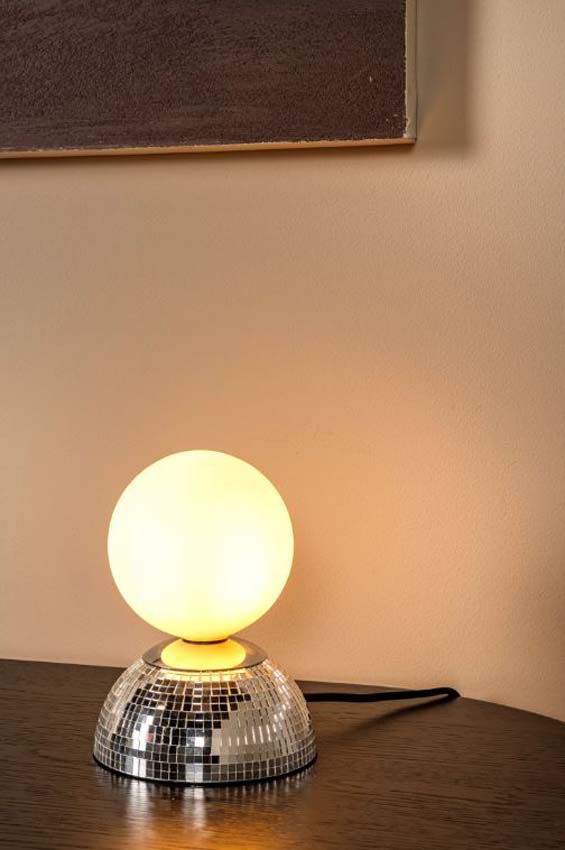 Lucide Essential Glitzer - Tafellamp - Ø14cm - 1xG9 - Zilver