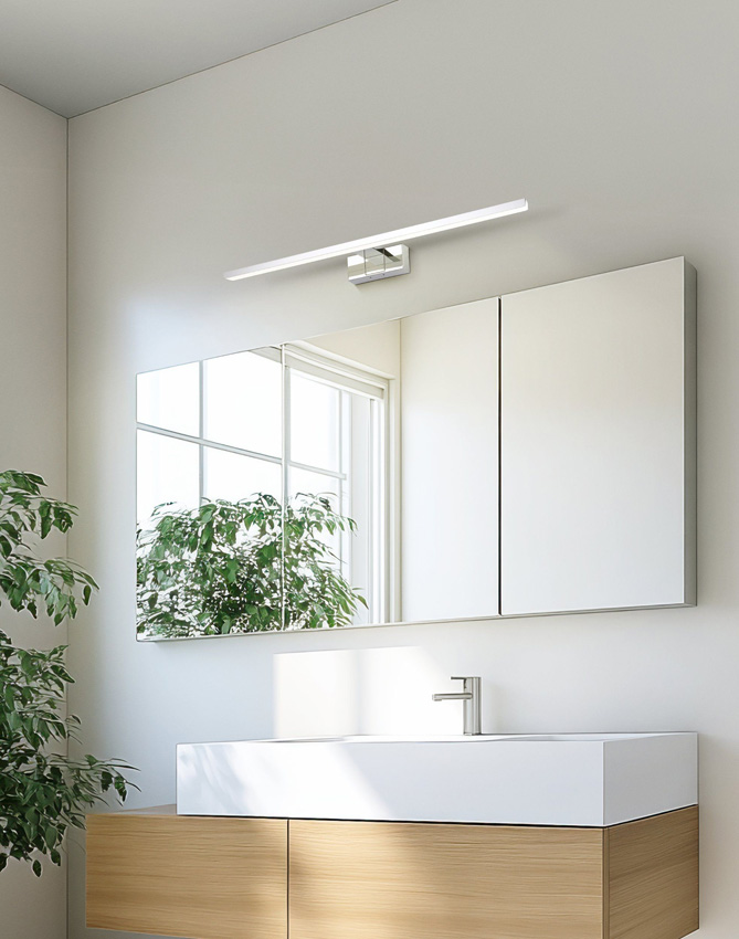 Lampe de miroir LED - chrome - 60x5x13cm - 1x10W - 3000/4000/6500K - IP44