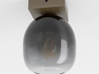 Plafonnière noir-bois verre smockey grey Ø 14,5 cm E27