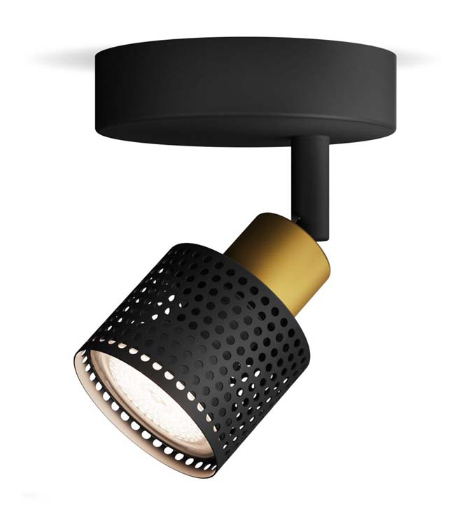 Spot en saillie - Noir/or - 10,9x10x8,6cm - GU10 - 1x35W