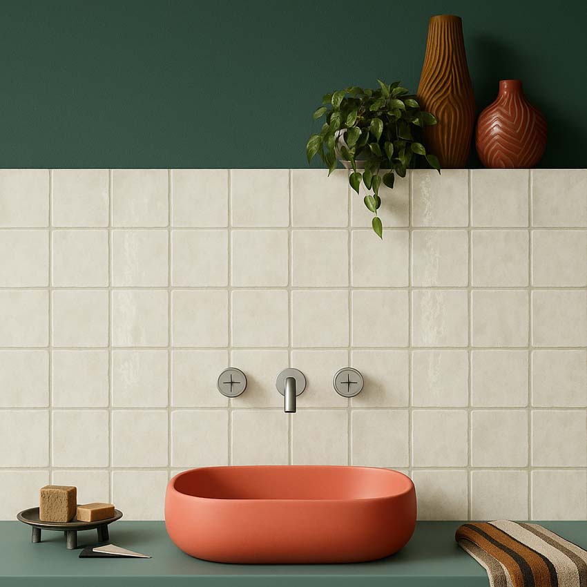 Carrelage mural Cueva carré brillant blanc 30x60cm