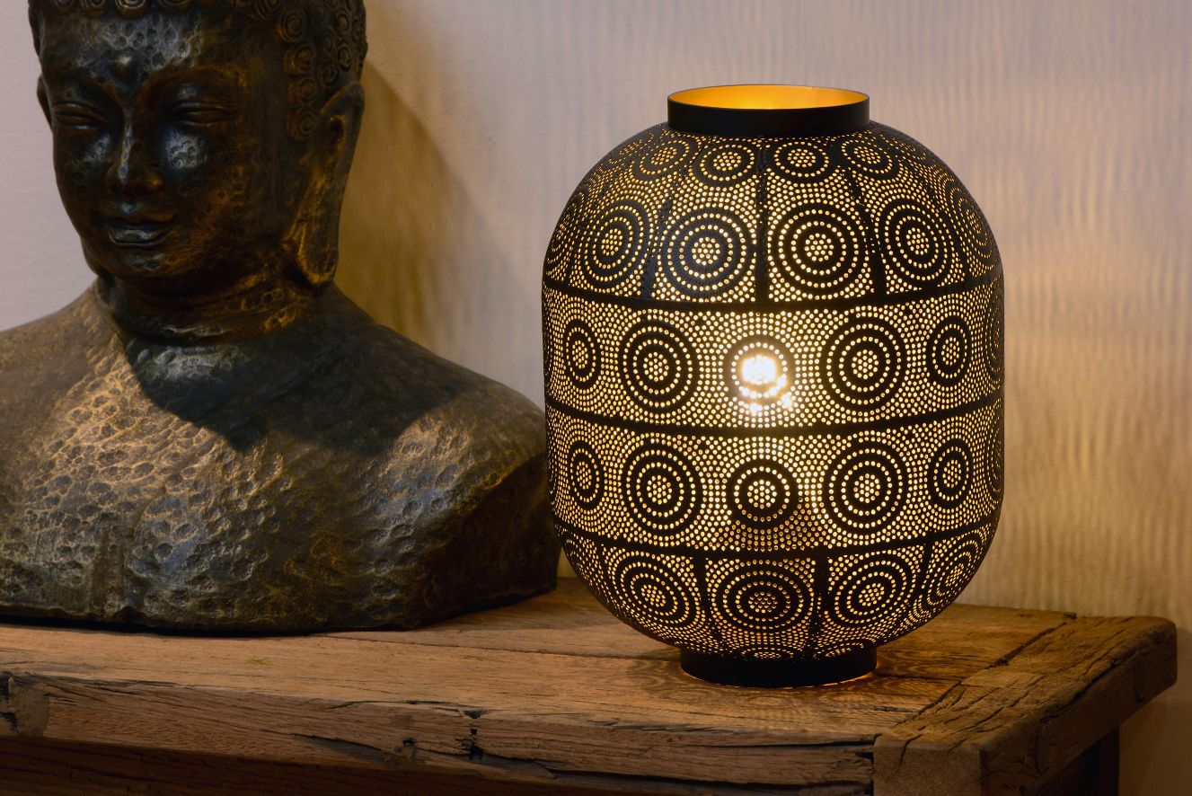 TAHAR Tafellamp E27 Ø25 H31cm Zwart