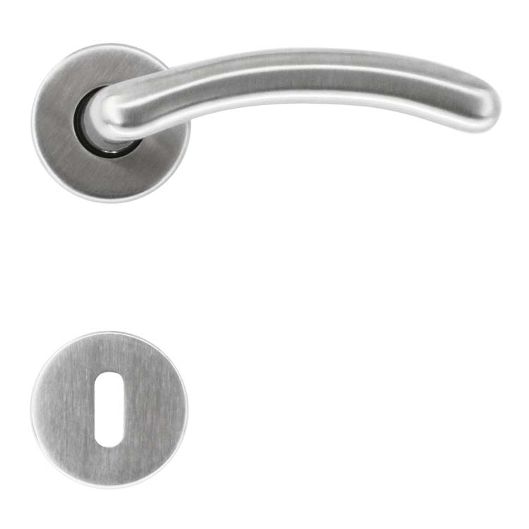 Poignée de porte pro andria look inox rosace barbe