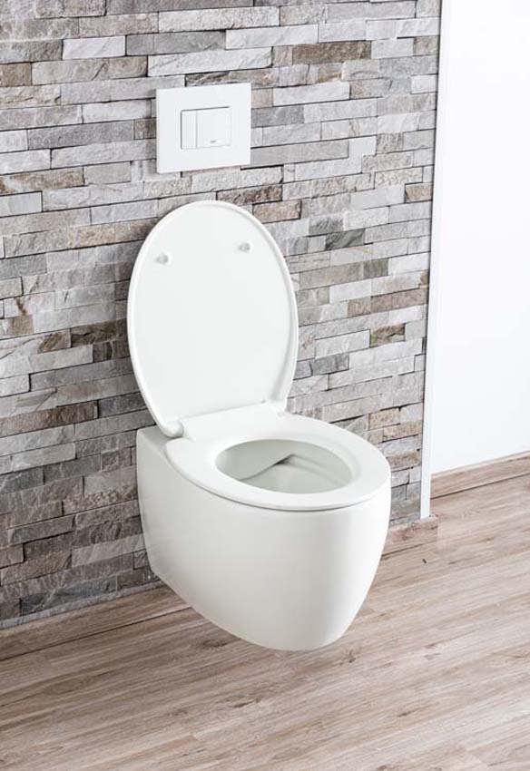 Toilette suspendue Holly sans rebord blanc mat avec siège de WC softclose