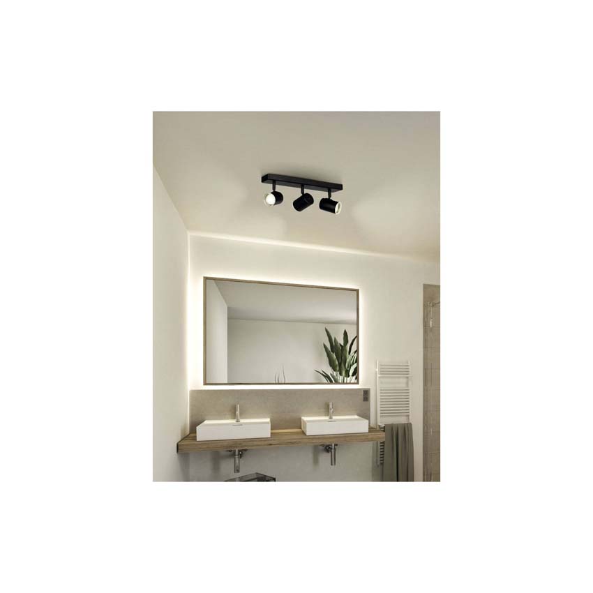 Spot en saillie - Noir - L35xH11,5cm - Dimmable - GU10 - 3x5W - barre