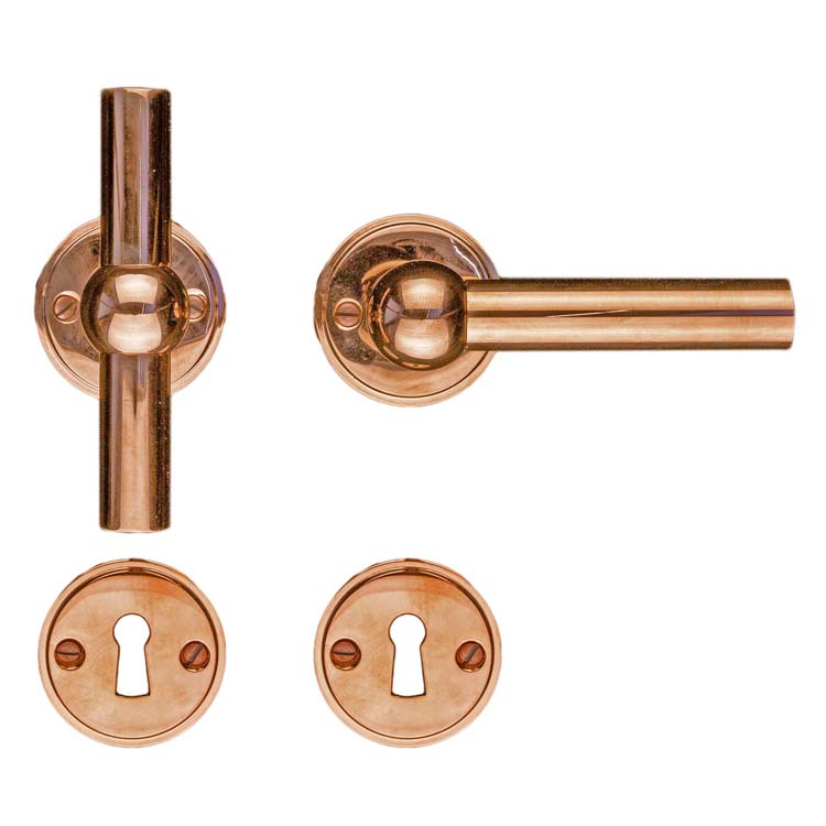 Poignée de porte grado T+L rose rosace barbe