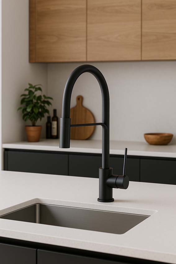 Robinet de cuisine Sandra noir avec bec extractible